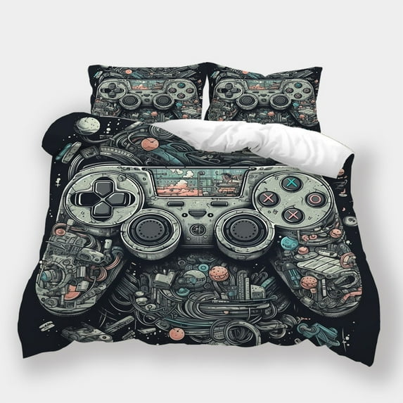 Duvet Cover Set Game Handle Printed Bedspreads Children Adult Home Dormitory Bedding Set,Queen (90"x90")