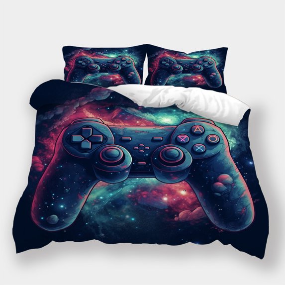 Duvet Cover Set Game Handle Printed Comforter Cover Pillowcase Teen Adult Modern Bedding Set,King (90"x104")
