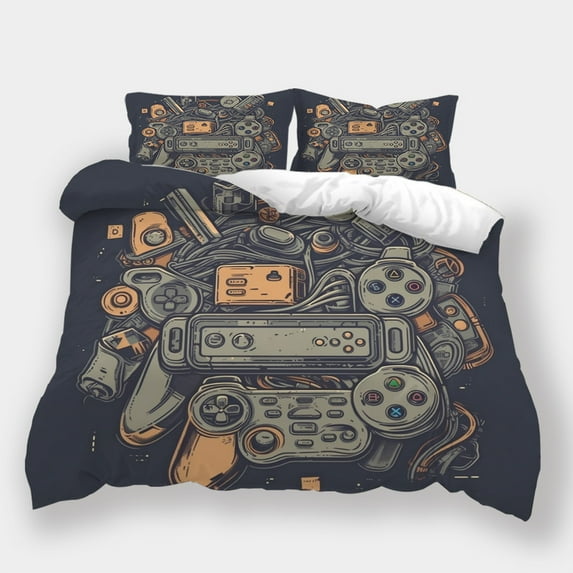 Duvet Cover Set Game Handle Printed Comforter Cover Pillowcase Teen Adult Modern Bedding Set,Twin (68"x86")