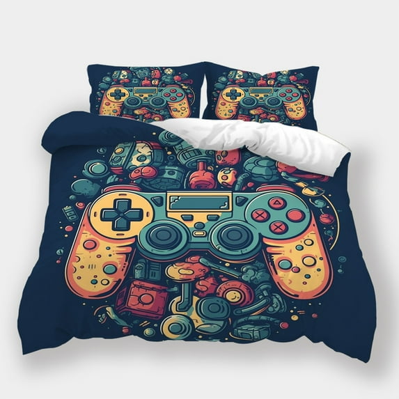 Duvet Cover Set Gamepad Printed Bedspreads Children Gamer Bedroom Decor Home Bedclothes,King (90"x104")