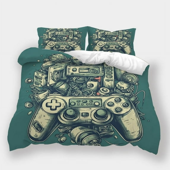 Duvet Cover Set Gamepad Printed Bedspreads Home Domitory Bedding Set Bedroom Decor,King (90"x104")