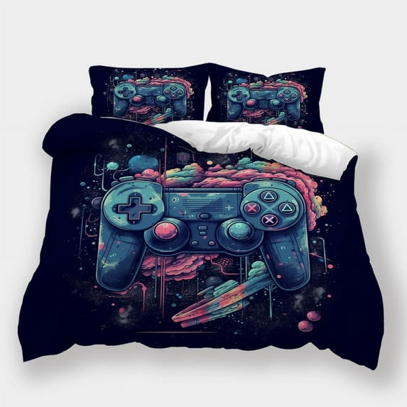 Duvet Cover Set Gamepad Printed Bedspreads Teen Adult High Quality Bedroom Decor for All Season,California King (98"x104")