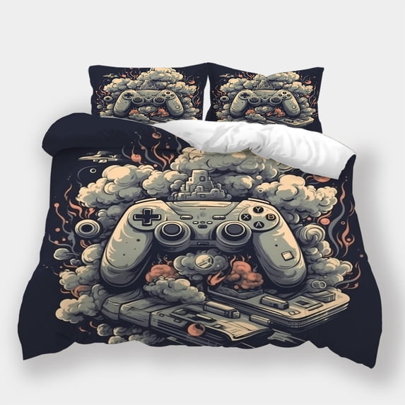 Duvet Cover Set Gamer Handle Printed Bedspreads Children Fashion Bedding Set Bedroom Decor,Full (80"x90")