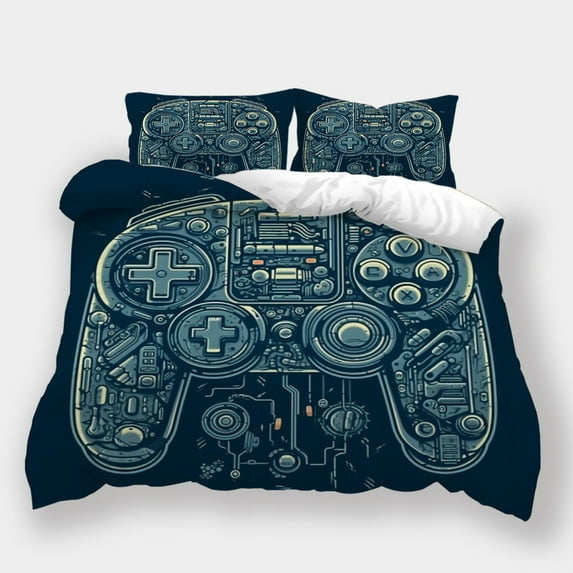 Duvet Cover Set Gamer Handle Printed Home Bedclothes Children Bedspreads for All Seasons,Queen (90"x90")