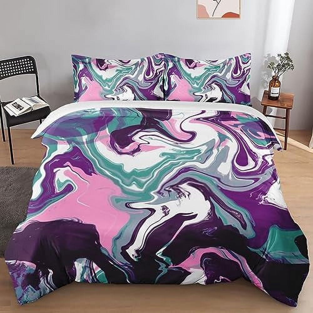 Duvet Cover Set Geometric Orange Coral Blue Bedding Set for Kids and