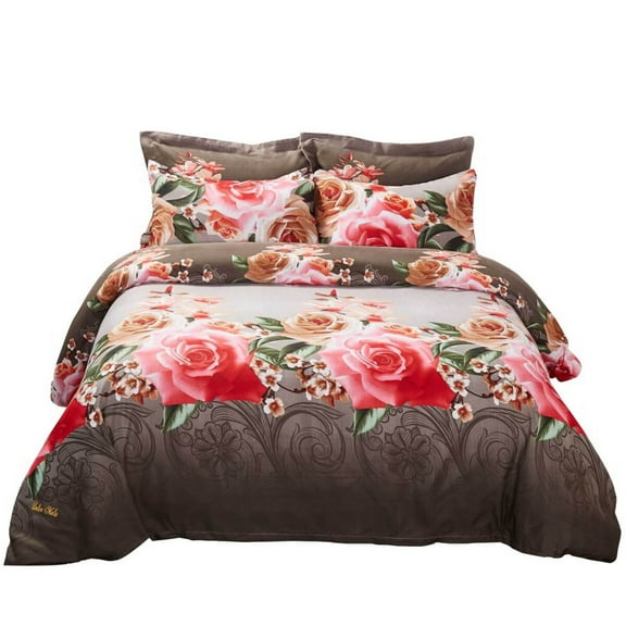 Duvet Cover Set, King Size Floral Bedding, - Rose Medley Dm708K