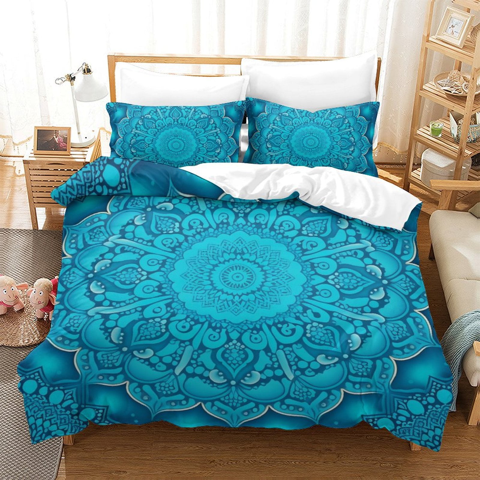 Duvet Cover Set Mandala Quilt Cover Pillowcase Girl Woman Red