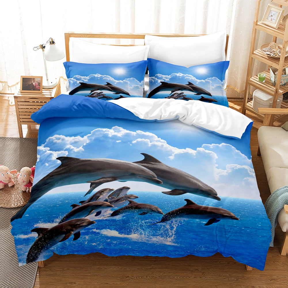 Duvet Cover Set Marine Animal Dolphin Shark 3D Digital Printing Duvet ...