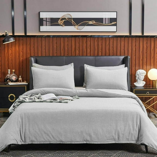 Duvet Cover Set Soft Washed Microfiber Duvet Cover 3 Pieces Queen Light