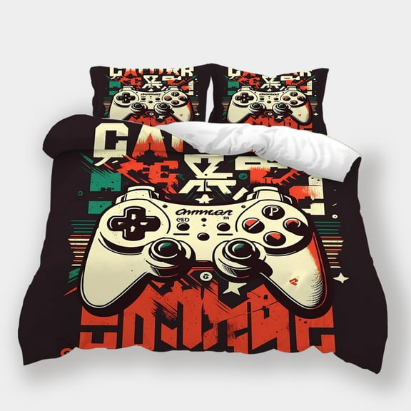 Duvet Cover Set Teen Adult Fashion Bedspreads Vintage Gamepad Printed Bed Set Bedroom Decor,Full (80"x90")