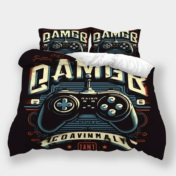 Duvet Cover Set Teen Adult Fashion Bedspreads Vintage Gamepad Printed Bed Set Bedroom Decor,Twin (68"x86")
