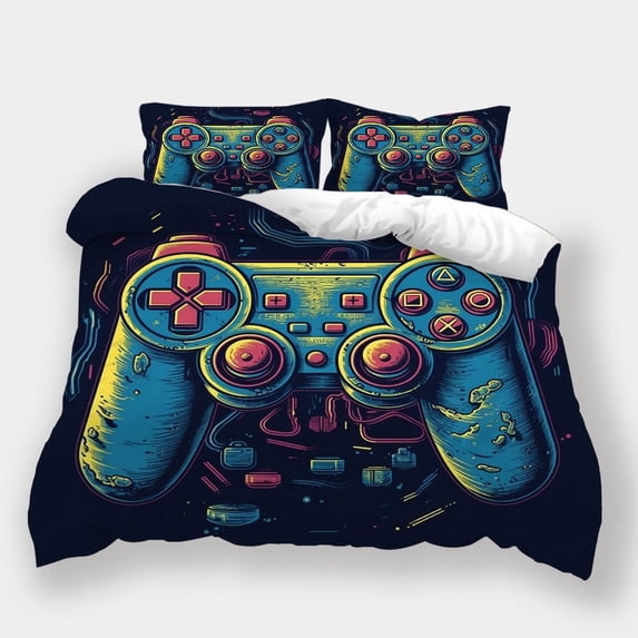Duvet Cover Set Teen Adult Fashion Game Handle Printed Bedspreads Bedroom Decor Bed Gift,Queen (90"x90")
