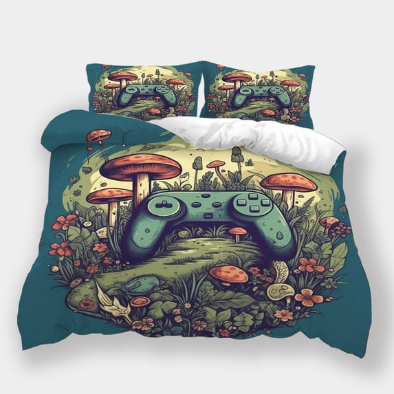 Duvet Cover Set Teen Adult Fashion Gamepad Printed Quilt Cover Pillowcase Home Dormitory Bed Set,California King (98"x104")