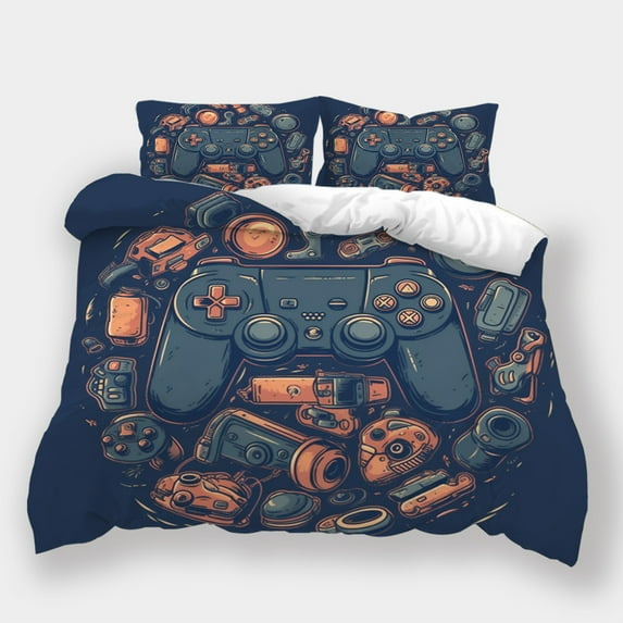 Duvet Cover Set Teen Adult Fashion Gamepad Printed Quilt Cover Pillowcase Home Dormitory Bed Set,Twin (68"x86")