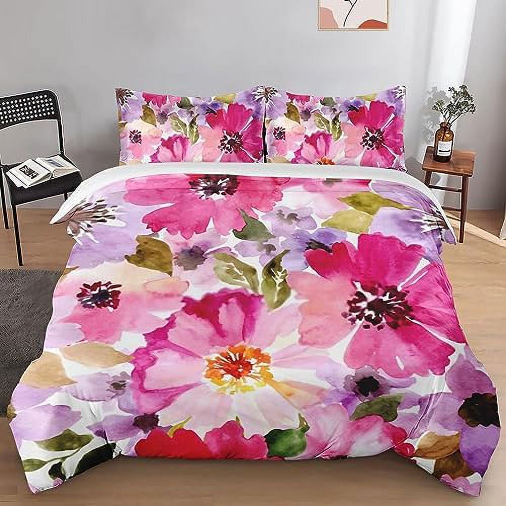 Duvet Cover Set Tropical Flower Plant Leaf Bedding Set for Kids and
