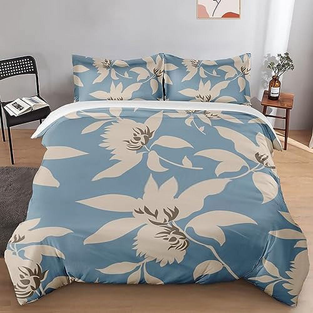 Duvet Cover Set Tropical Flower Plant Leaf Bedding Set for Kids and
