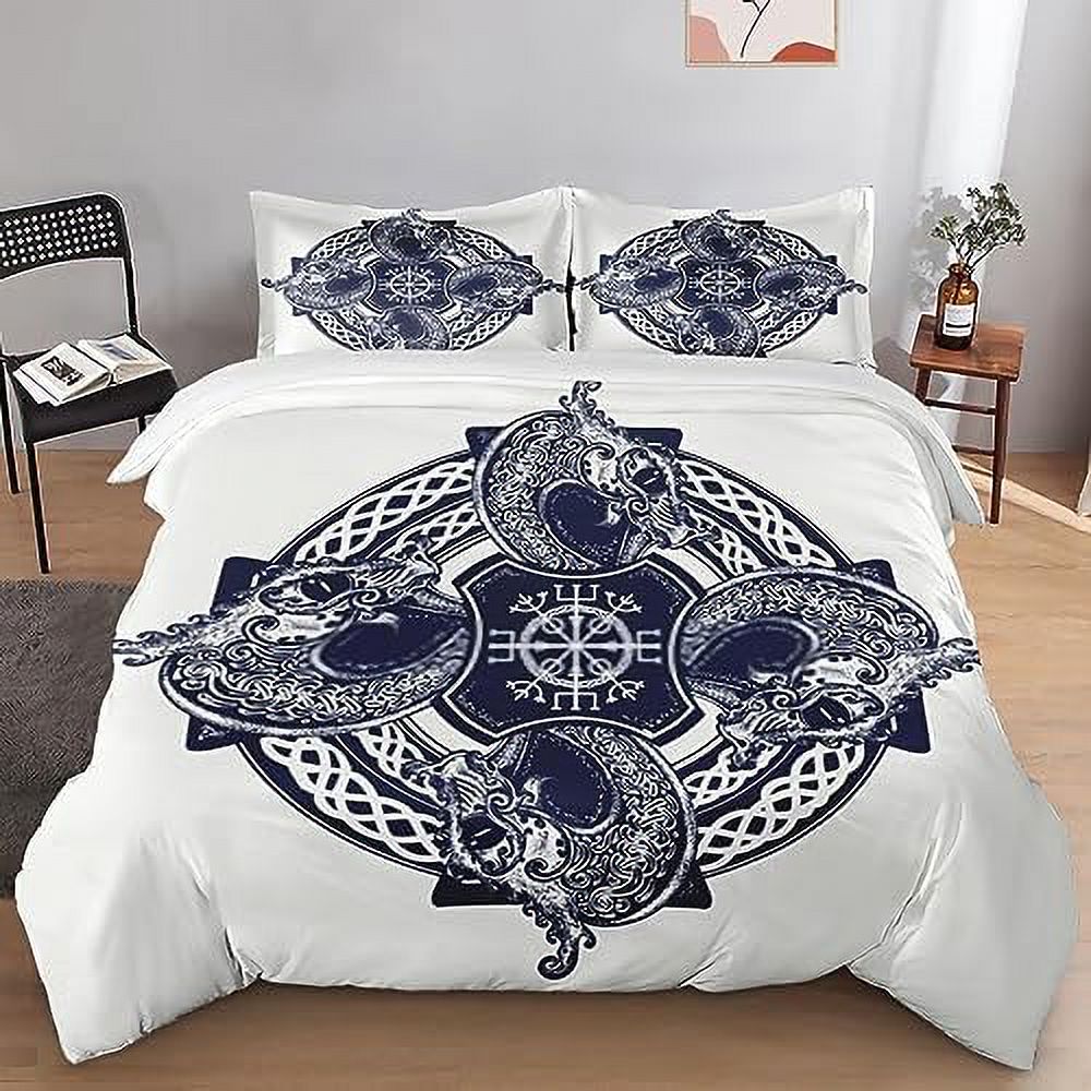 Duvet Cover Set Viking Geometric Medieval Gothic Bedding Set for Kids