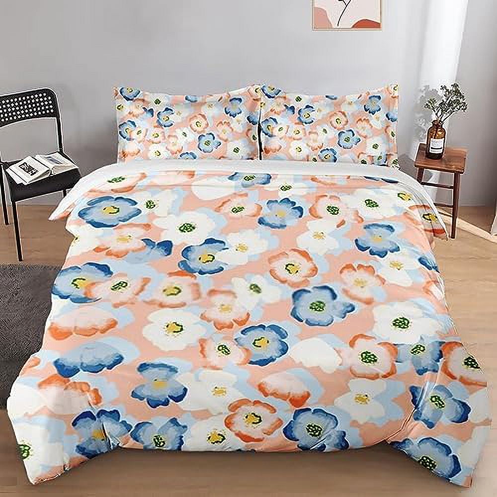 Duvet Cover Set Vintage Floral Flower Colorful Bedding Set for Kids and