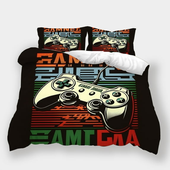 Duvet Cover Set Vintage Gamepad Printed Bedspreads Teen Adult Gamer Home Bedding Set,Queen (90"x90")