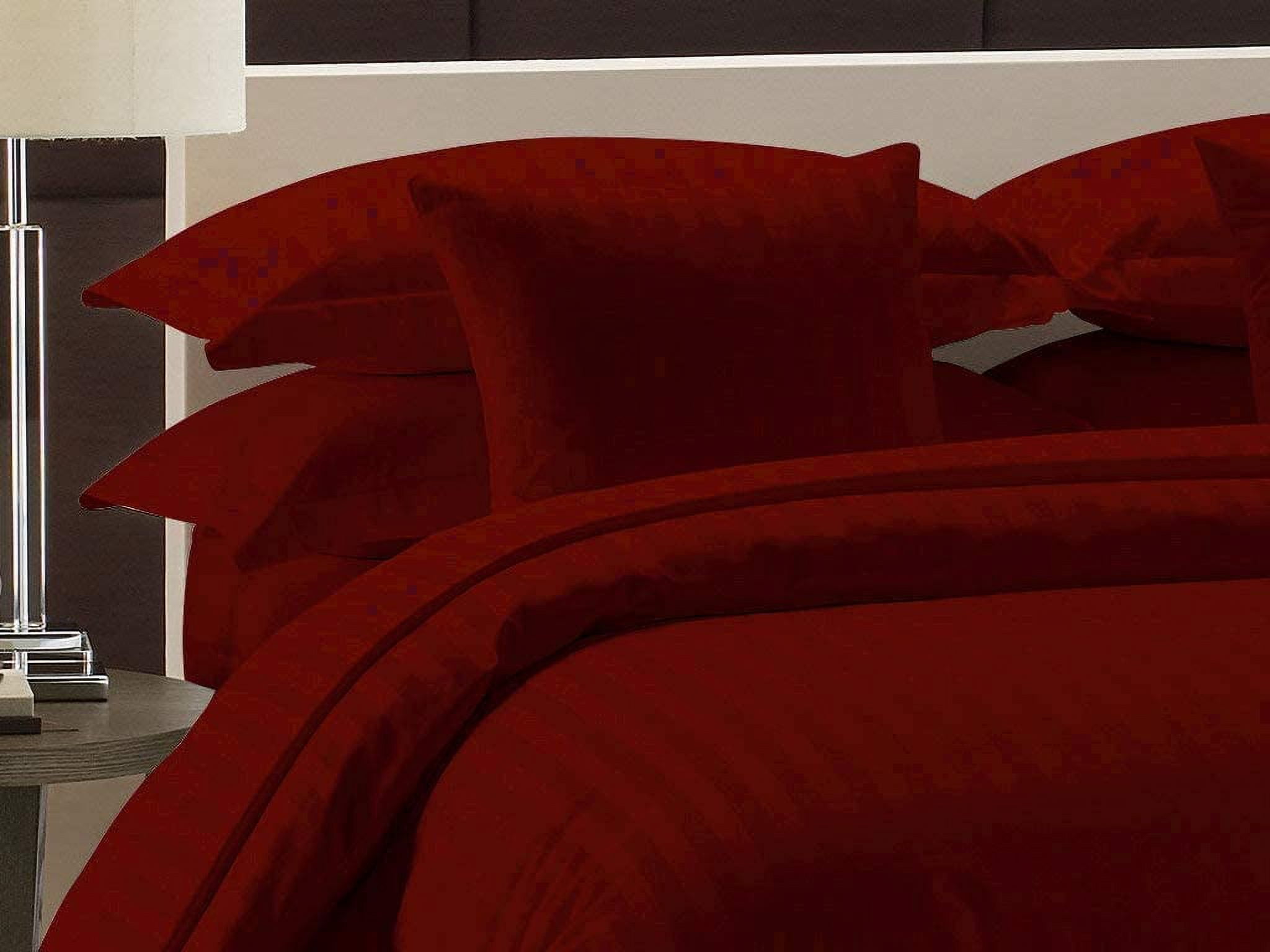Duvet Cover Set with Zipper Closure 3-Piece Duvet Cover Set, Super King (116'' x 98'') Size with Corner Ties,100% Egyptian Cotton 800 Thread Count, Ultra Soft and Easy Care - (Burgundy Stripe)