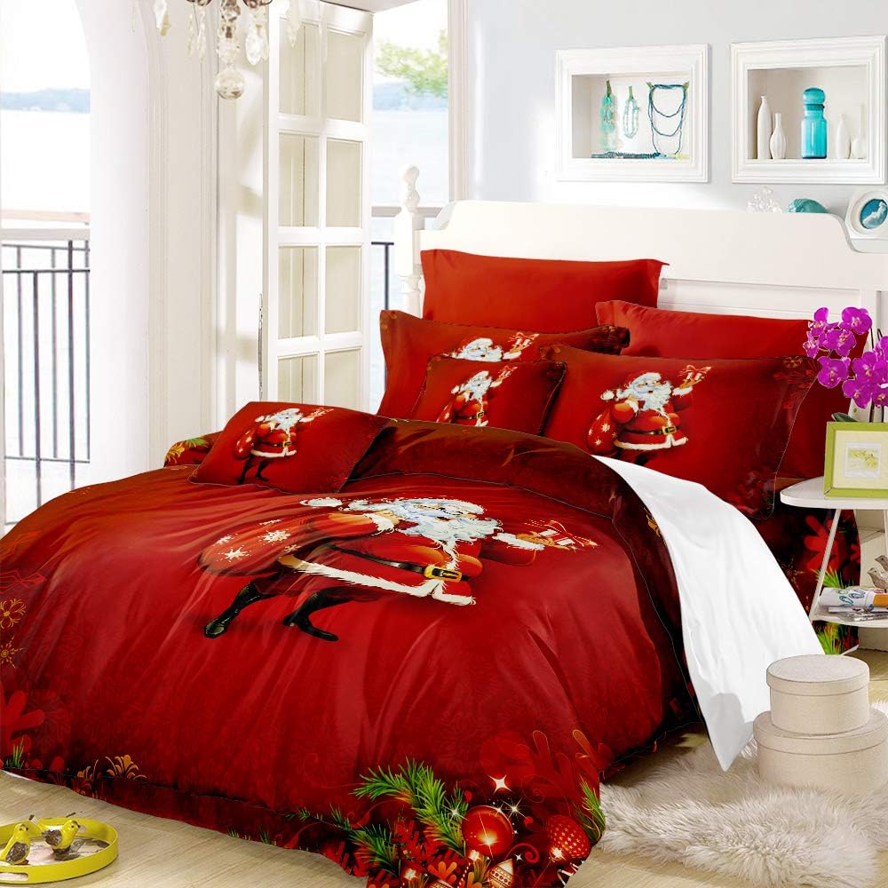 Duvet Cover Sets,Christmas Santa, Bedding Set, Queen, Microfiber, 3D