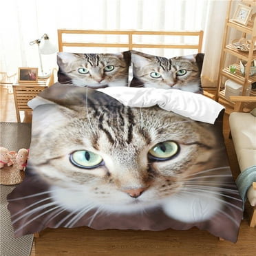 Duvet Cover Sets High Quality Home Textiles 3D Cat Printed Home Bedclothes Fashionable Bedding Cover Set,Queen (90"x90")