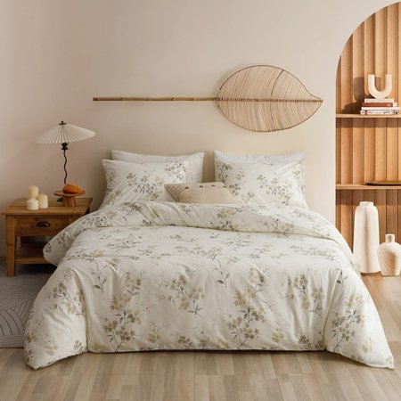 Duvet Cover Sets Queen Size,3 Pieces 100% Natural Cotton 1 Duvet Cover with Zipper and 2 Pillowcases, Ultra Soft and Easy Care Breathable Cozy Bedding Set