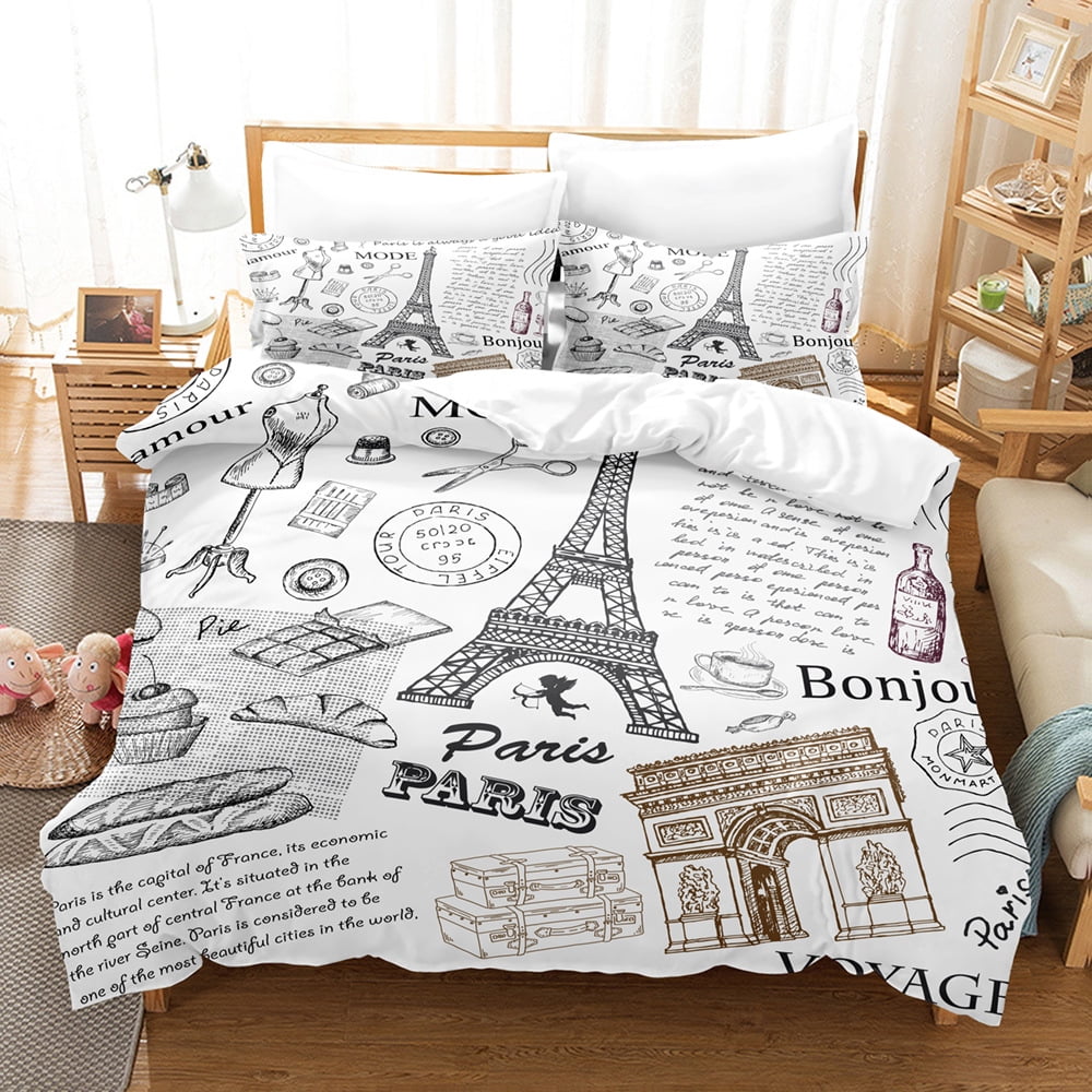 Duvet Cover Sets Queen Size Eiffel Tower Bedding Set Romantic Quilt
