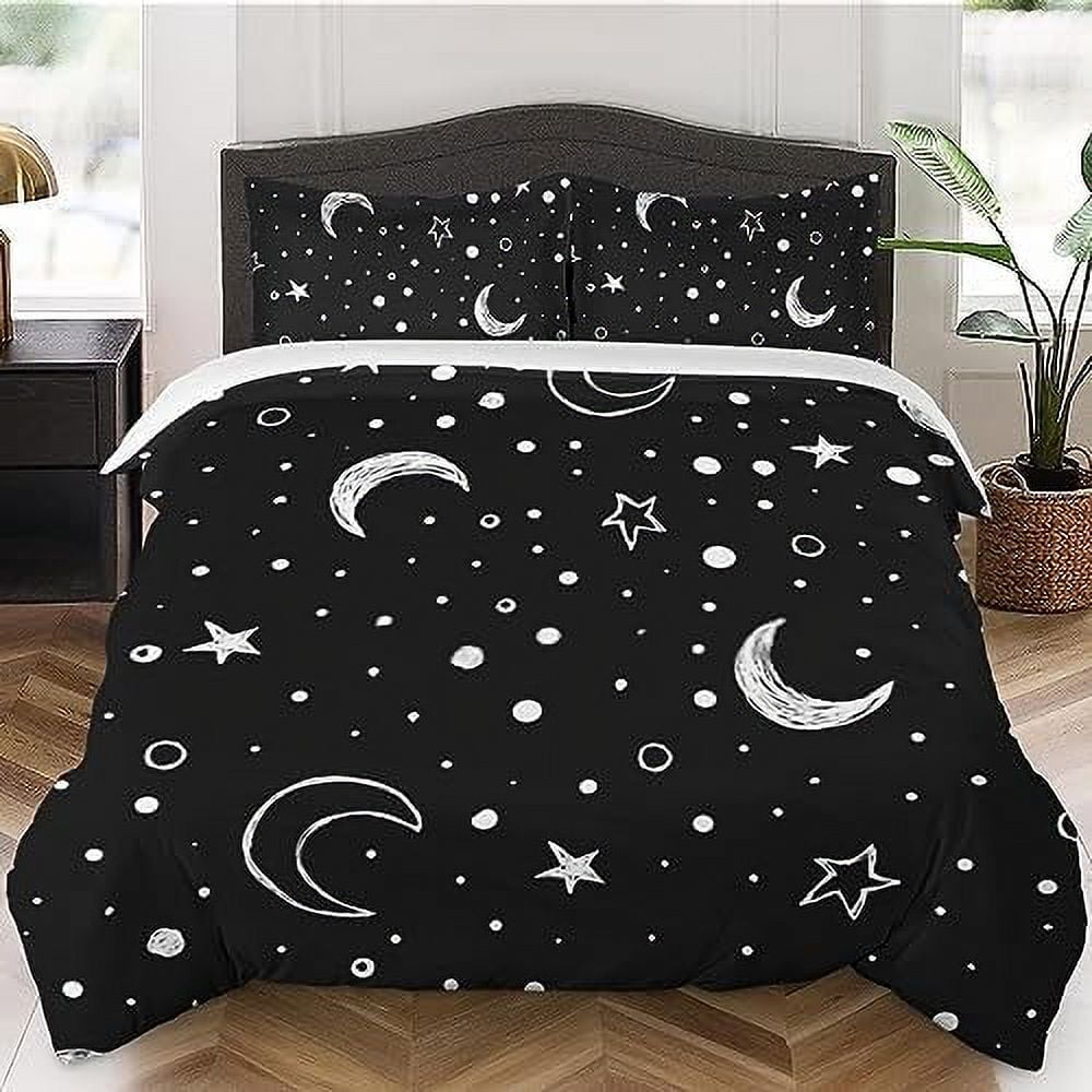 Duvet Cover Size Witchy Moth Halloween Moon Bedding Set with Zipper
