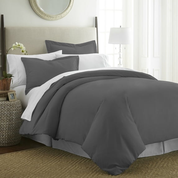 Duvet Cover Soft Microfiber King/CalKing Size 3 Pieces Bedding Sets with 1 Duvet Cover and 2 Pillow Shams, Solid Color Simple Style Bedding Set