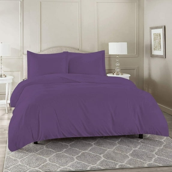 Duvet Cover with Zipper Closure 1-Piece Duvet Cover, King/California King (94'' x 104'') Size with Corner Ties,100% Egyptian Cotton 800 Thread Count, Ultra Soft and Easy Care - (Plum Solid)