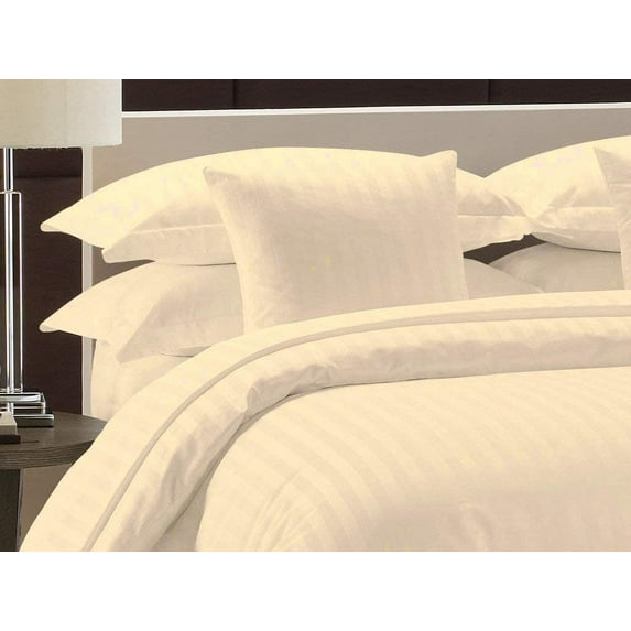 Duvet Cover with Zipper Closure 1-Piece Duvet Cover, King/California King (94'' x 104'') Size with Corner Ties,100% Egyptian Cotton 800 Thread Count, Ultra Soft and Easy Care - (Ivory Stripe)