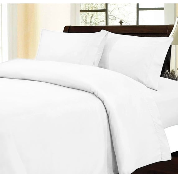 Duvet Cover and Sham 3 Piece Set, Color Solid White, Poly-Cotton Blend Fabric, Queen Size by Pacific Linens
