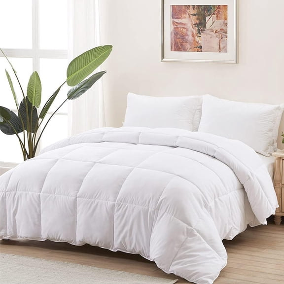 Duvet Insert Comforter - Fluffy Down Alternative Fill Heavyweight Comforter, Warm Thick Duvet, Corner Tabs - Machine Washable, White