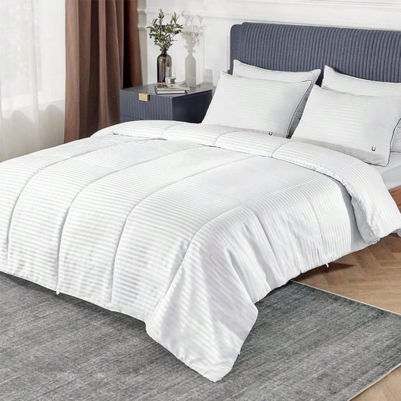 Duvet Insert King Size Lightweight Comforter Quilted Cooling Duvet Insert Down Alternative Summer Comforter With 8 Tabs Ultra Soft Striped Machine Washable King 90x102 Inches