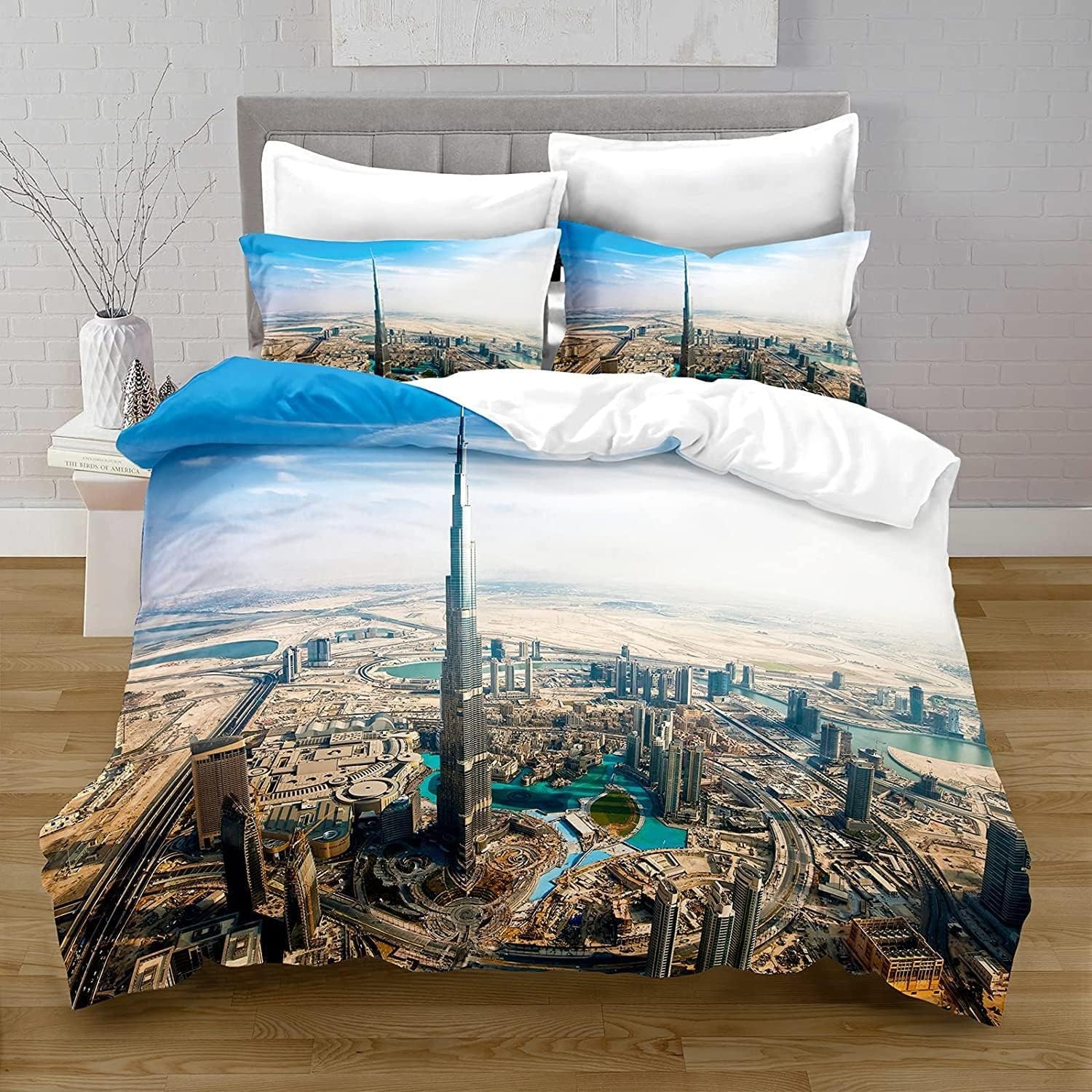 Duvet cover sets,City in the Desert Dubai, bedding set, King, Microfiber, 3D printing