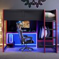 thumbnail image 1 of Duxelifin Gaming Loft Bed with Built-In Desk and LED, Wood Full Size Loft Bed with Open Wardrobe and Drawer, High Loft Beds with Full-length Guardrails and Desk with Host Rack, Black, 1 of 7