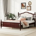thumbnail image 1 of Duxelifin Queen Size Bed Frame with Upholstered Headboard and Footboard, Wood Platform Bed with Bed Rail Support Feet, Wood Slat Support, No Box Spring Needed, Cherry, 1 of 9