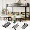 thumbnail image 1 of Mirightone Triple Bunk Bed for 3, Metal 3 Bed Bunk Bed with Guardrail & Ladder, Convertible Space-Saving Bunk Bed Frame for Teens,Twin XL over Twin over Twin Size (Black), 1 of 10