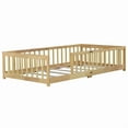 thumbnail image 1 of Duxelifin Twin Montessori Floor Bed for Toddler with Rails, Kids Floor Bed Frame, Solid Wood Low to Ground Toddler Bed for Boys and Girls, No Box Spring Needed, Natural, 1 of 12