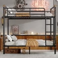 thumbnail image 1 of Mirightone Twin XL over Twin XL Bunk Beds for Kids and Teens , Industrial Heavy-Duty 2 IN 1 Metal Convertible Bunk Bed with Ladder and Slats Support,High Guard Rail. (Black), 1 of 8