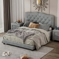 thumbnail image 1 of Duxelifin Upholstered Platform Bed,Queen Size Velvet Fabric Wooden Bed Frame with Rivet Design & Tufted Headboard, Easy Assembly (Gray), 1 of 6