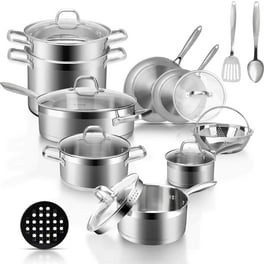 Deahun Stainless Steel 10pc Set, Kitchen Set, Cookware Set, Pots and Pans  Set, Mainstays Brand (1)