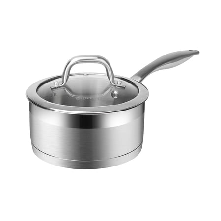 Duxtop Professional Stainless Steel Sauce Pan with Lid, Kitchen Cookware, Induction Pot with Impact-bonded Base Technology, 1.6 Quart