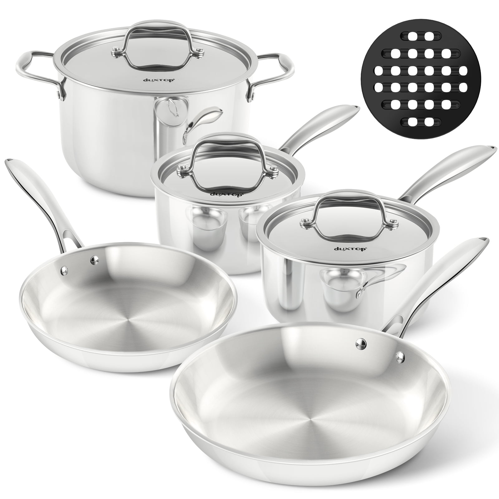 iMounTEK Pots and Pans Set Tri-Ply Clad Stainless Steel Heat Induction Pot  Pans Set Dishwasher Safe Saucepan 