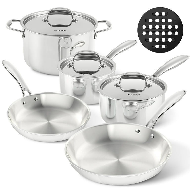 Duxtop Whole-Clad Tri-Ply Stainless Steel Induction Cookware Set, 9PC  Kitchen Pots and Pans Set, Oven and Dishwasher Safe Cookwares