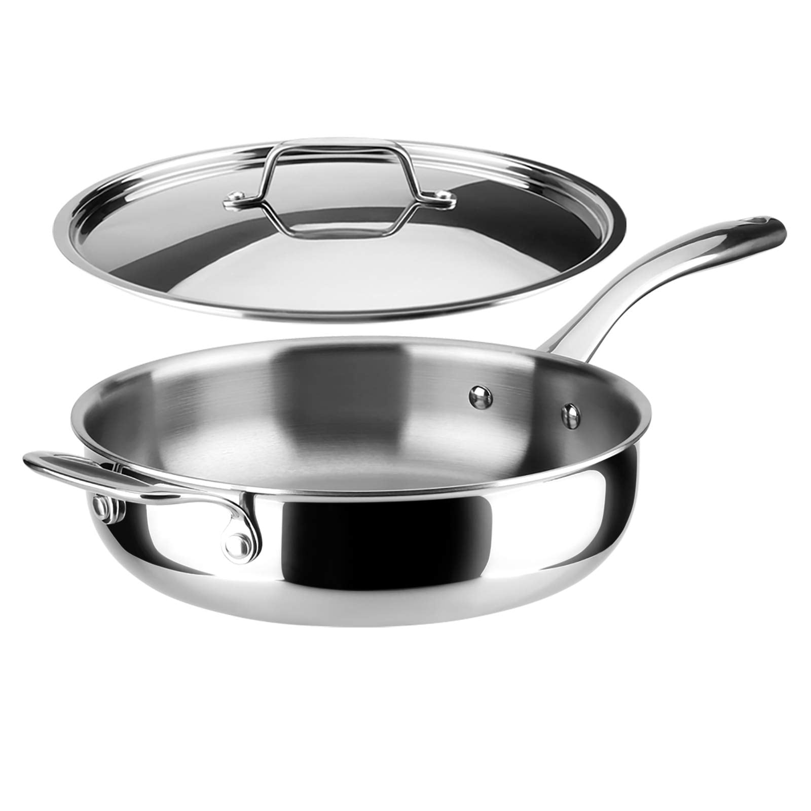 Duxtop WholeClad TriPly Stainless Steel Saute Pan with Lid, 3 Quart