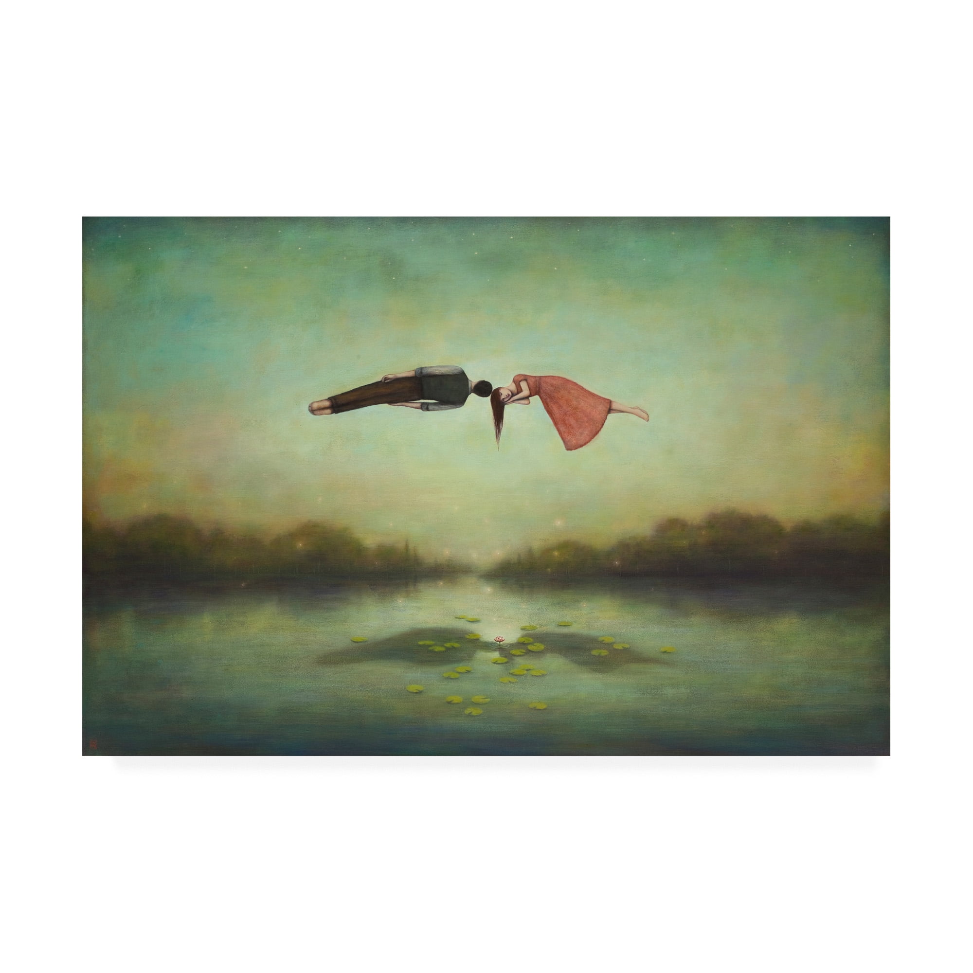 Dreamers Meeting Place Green and Tan Canvas Art Print