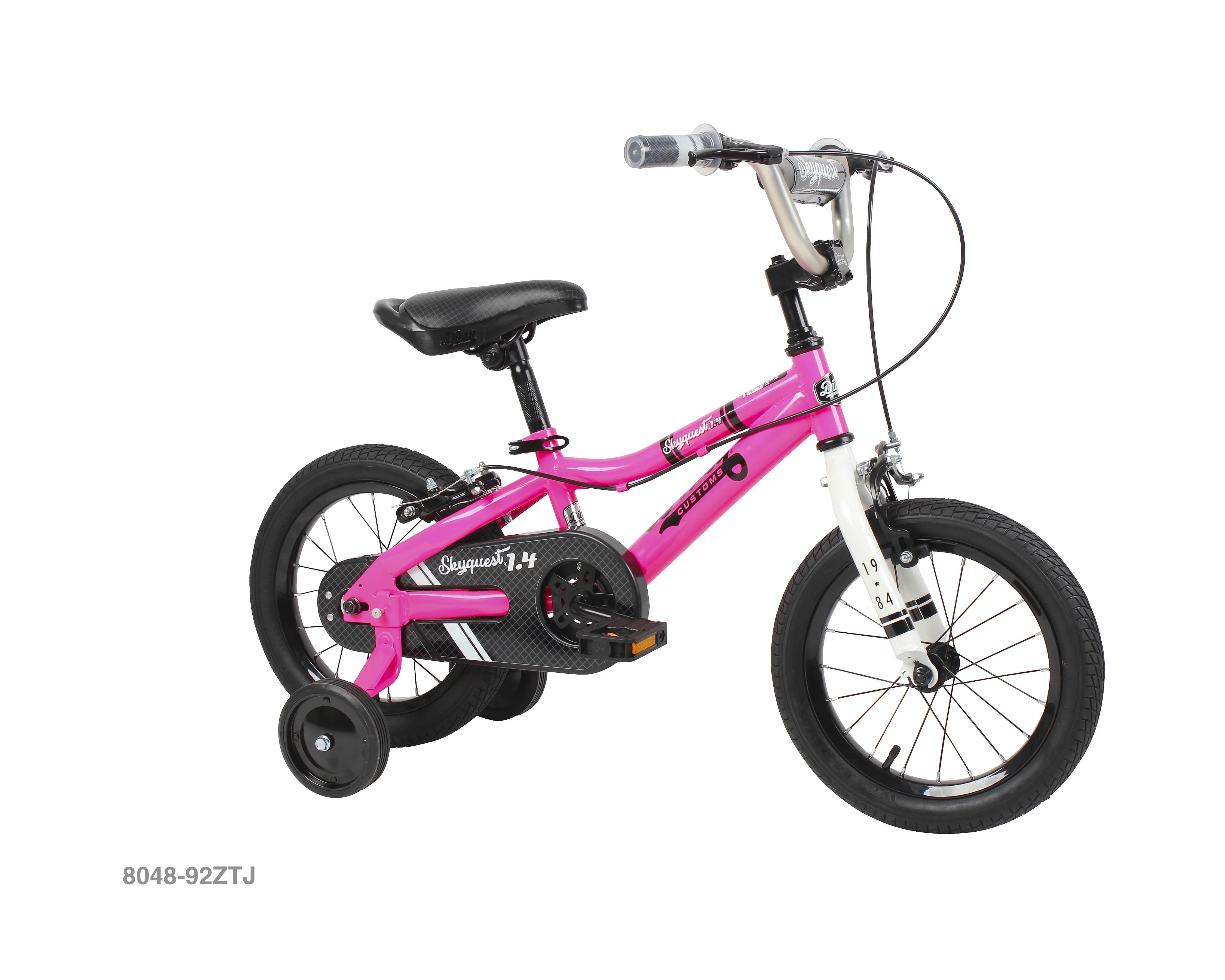 Duzy Customs 14 Pink Kids Bike, BMX Style Frame, Coaster Brake, Training Wheels, Quick  Assembly, Ages 47