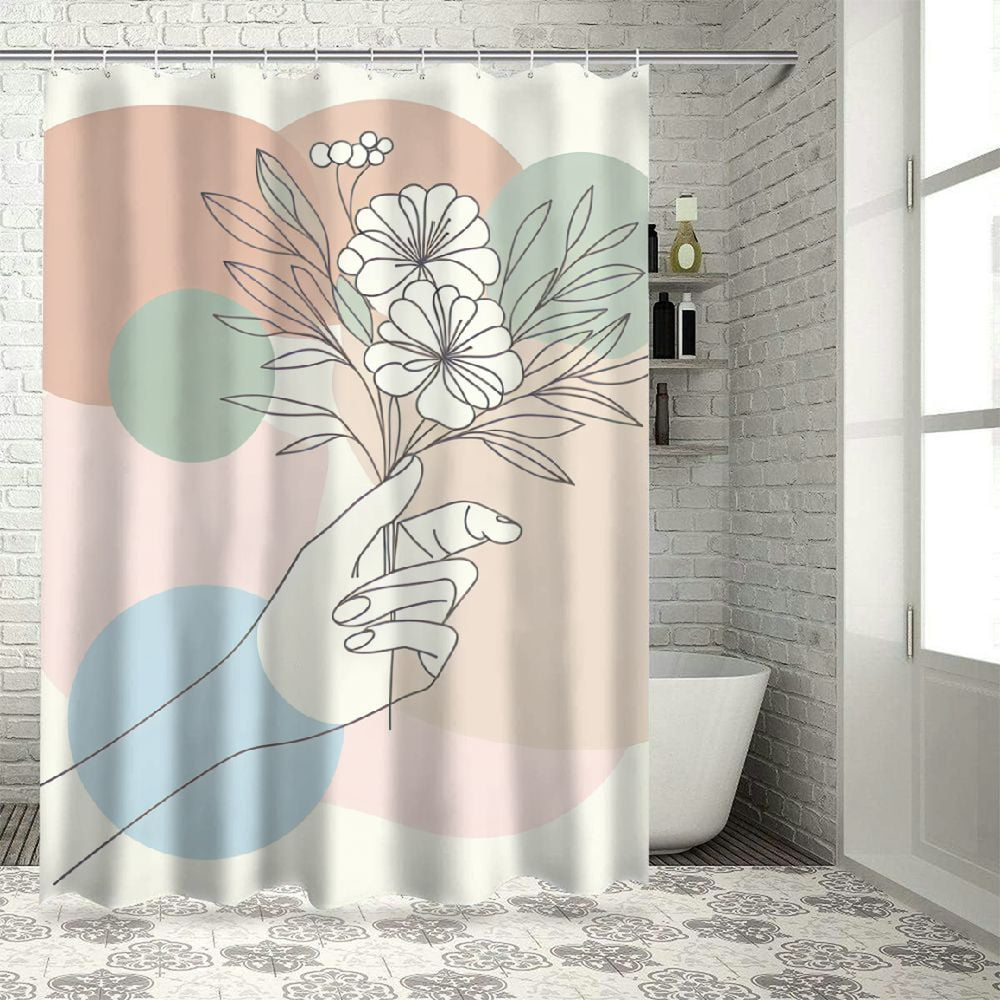 Dvbnli Abstract Woman Shower Curtain Minimalist Shower Curtain Mid